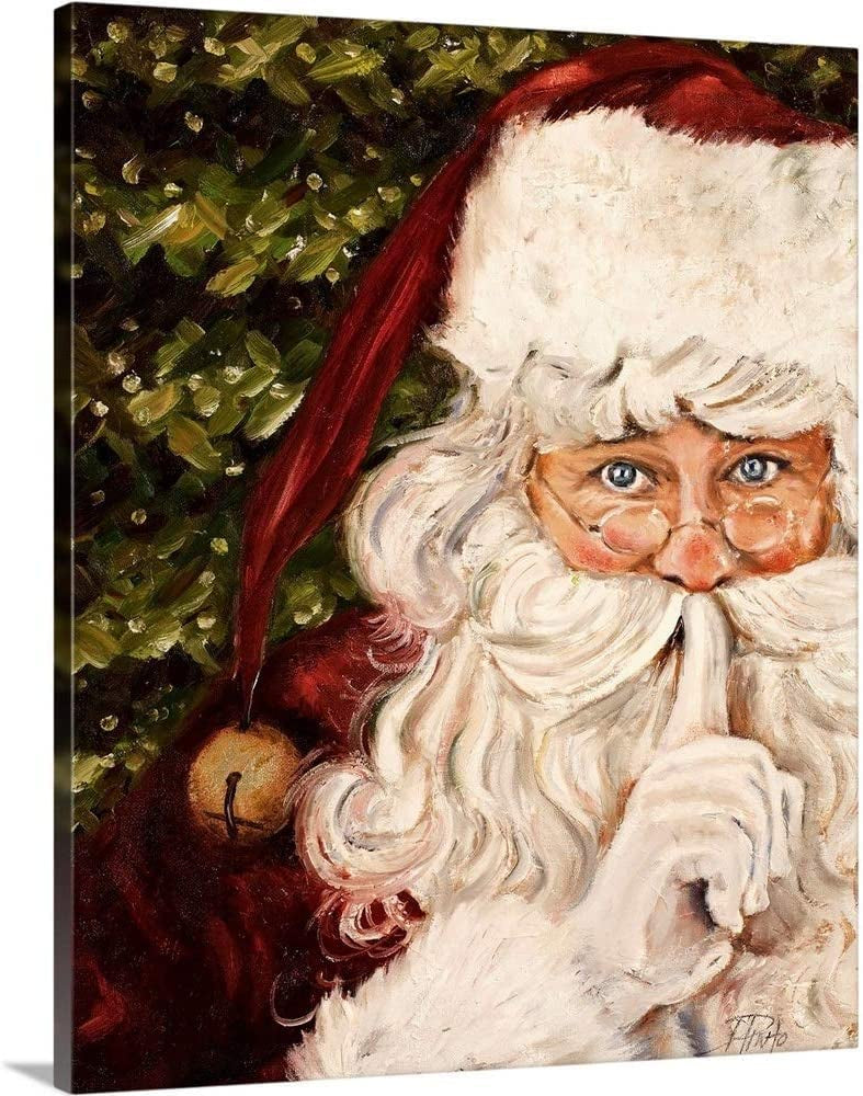 Framed Canvas Wall Art Decor Painting For Chrismas, Santa Claus Be Quiet Gift Painting For Chrismas Gift, Decoration For Chrismas Eve Office Living Room, Bedroom Decor 2418In Thickness 1.5Inch Rectangle Framed Multicolor Christmas Oversized 41In Canvas