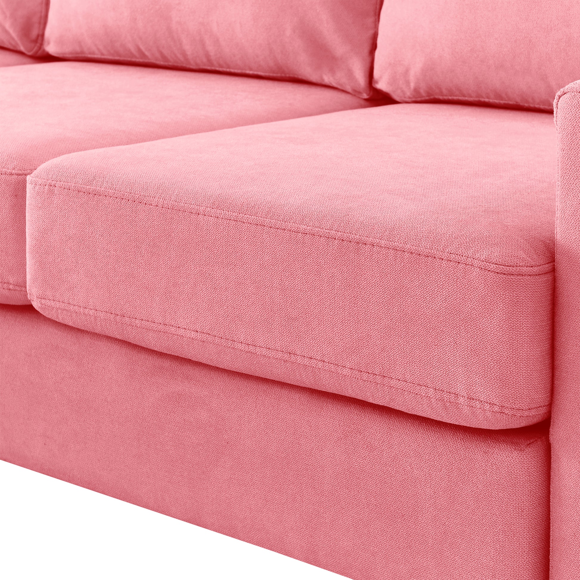 Upholstered Sectional Sofa Couch, L Shaped Couch With Storage Reversible Ottoman Bench 3 Seater For Living Room, Apartment, Compact Spaces, Fabric Pink Pink Wood Primary Living Space Soft Pillow Back Modern Square Arms Foam Solid Wood 4 Seat