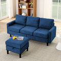 Upholstered Sectional Sofa Couch, L Shaped Couch With Storage Reversible Ottoman Bench 3 Seater For Living Room, Apartment, Compact Spaces, Fabric Navy Blue Navy Blue Wood Primary Living Space Soft Pillow Back Modern Square Arms Foam Solid Wood 4 Seat