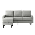 Upholstered Sectional Sofa Couch, L Shaped Couch With Storage Reversible Ottoman Bench 3 Seater For Living Room, Apartment, Compact Spaces, Fabric Light Gray Light Gray Wood Primary Living Space Soft Pillow Back Modern Square Arms Foam Solid Wood 4 Seat