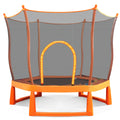 6Ft Toddlers Trampoline With Safety Enclosure Net And Ocean Balls, Fully Protected Indoor Trampoline And Ball Pit Balls For Kids, Easy Assembly Lotus Shape For Spaciousness Orange Metal