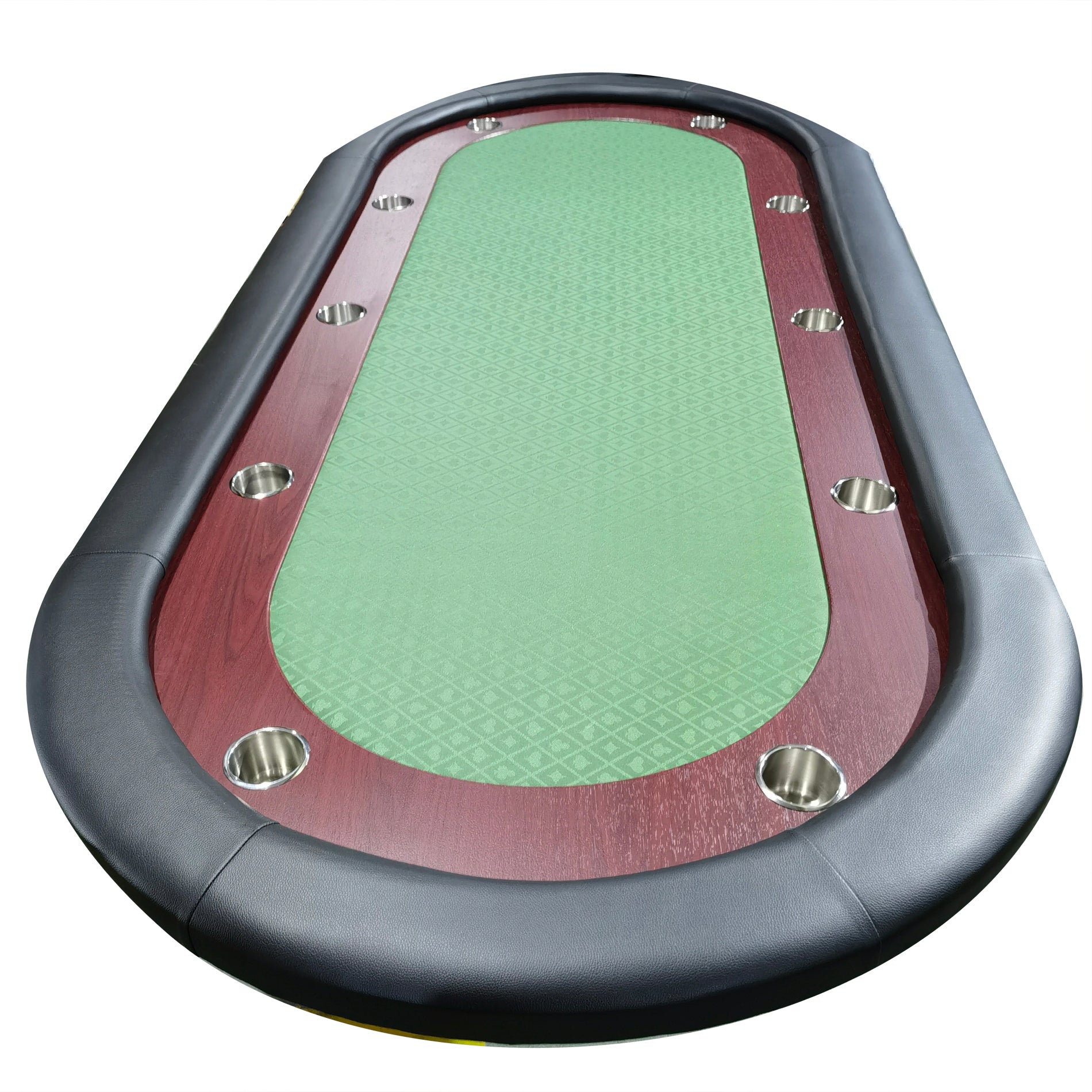 96" Light Series Folding Wooden Racetrack Green Felt Foldable Poker Table Green Modern Metal & Wood