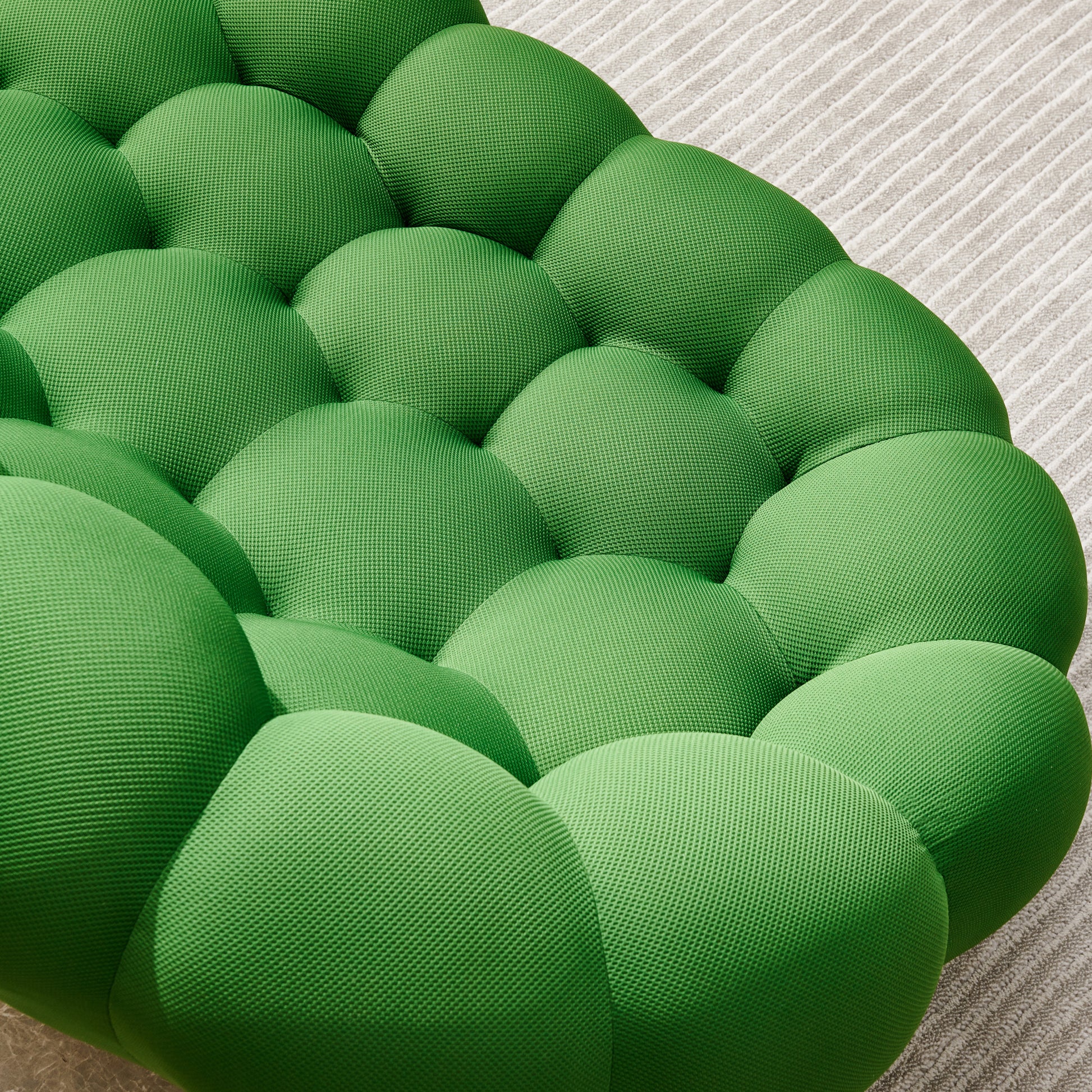 74.8" Modern Loveseat Bubble Sofa Couch, 2 Seater Upholstered Floor Sofa, Honeycomb Shaped Bubble Couch With 3D Textile Mesh Fabric For Living Room Salon, Apartment Green Green Foam