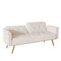 69.7 Inch Beige Velvet Nail Head Sofa Bed With Throw Pillow Beige Velvet 2 Seat