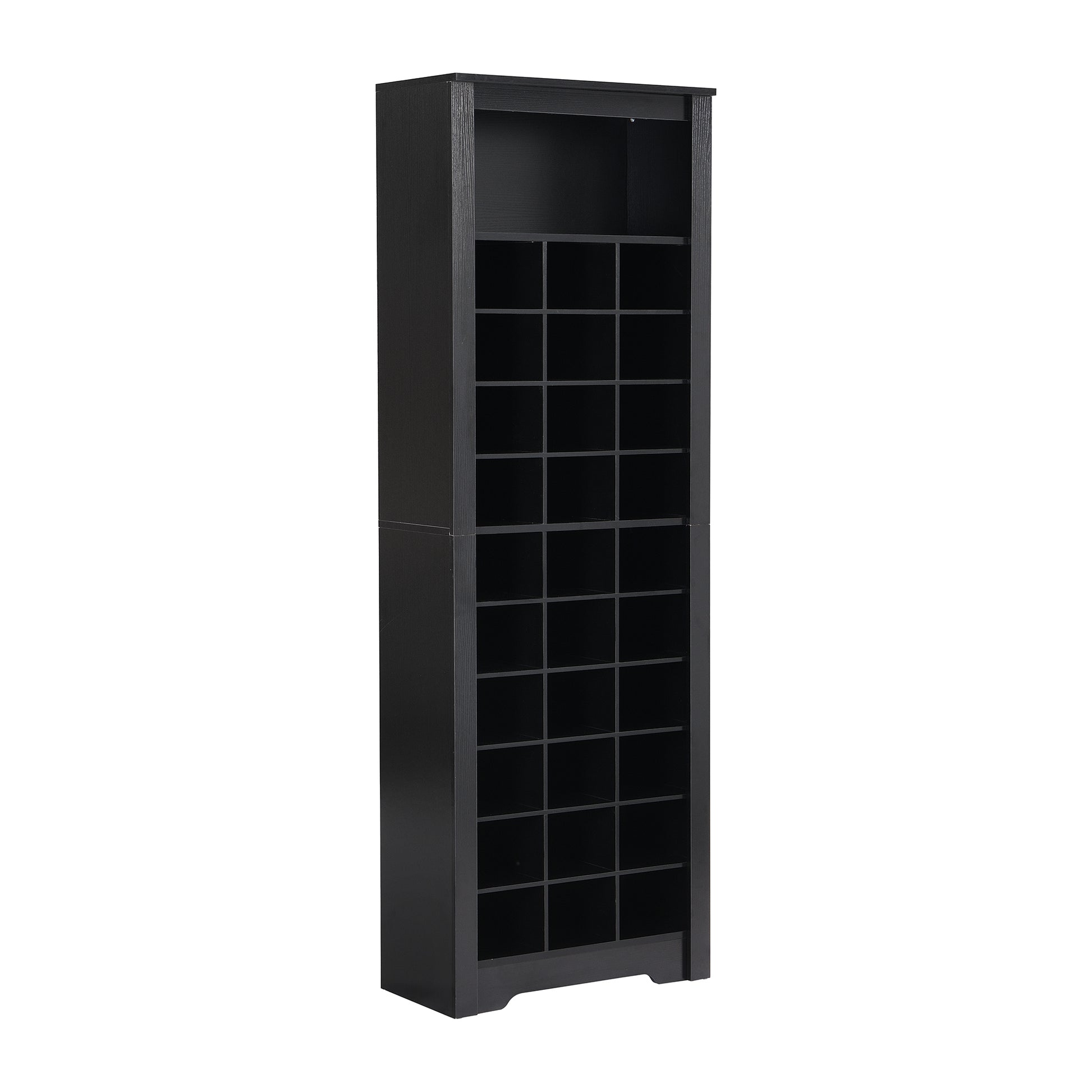 Stylish Design 30 Shoe Cubby Console, Contemporary Shoe Cabinet With Multiple Storage Capacity, Free Standing Tall Cabinet With Versatile Use For Hallway, Bedroom, Black Filing Cabinets Black Primary Living Space Particle Board