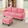 Upholstered Sectional Sofa Couch, L Shaped Couch With Storage Reversible Ottoman Bench 3 Seater For Living Room, Apartment, Compact Spaces, Fabric Pink Pink Wood Primary Living Space Soft Pillow Back Modern Square Arms Foam Solid Wood 4 Seat