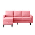 Upholstered Sectional Sofa Couch, L Shaped Couch With Storage Reversible Ottoman Bench 3 Seater For Living Room, Apartment, Compact Spaces, Fabric Pink Pink Wood Primary Living Space Soft Pillow Back Modern Square Arms Foam Solid Wood 4 Seat