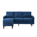 Upholstered Sectional Sofa Couch, L Shaped Couch With Storage Reversible Ottoman Bench 3 Seater For Living Room, Apartment, Compact Spaces, Fabric Navy Blue Navy Blue Wood Primary Living Space Soft Pillow Back Modern Square Arms Foam Solid Wood 4 Seat