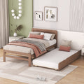 Modern Design Wooden Twin Size Platform Bed Frame With Trundle For Walnut Color Walnut Rubber Wood