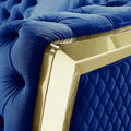 Velvet Stainless Steel Frame Surround Upholstered Armchair Blue Velvet