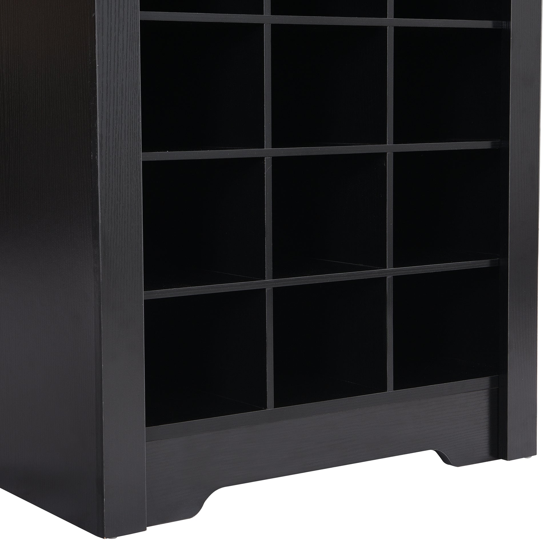 Stylish Design 30 Shoe Cubby Console, Contemporary Shoe Cabinet With Multiple Storage Capacity, Free Standing Tall Cabinet With Versatile Use For Hallway, Bedroom, Black Filing Cabinets Black Primary Living Space Particle Board