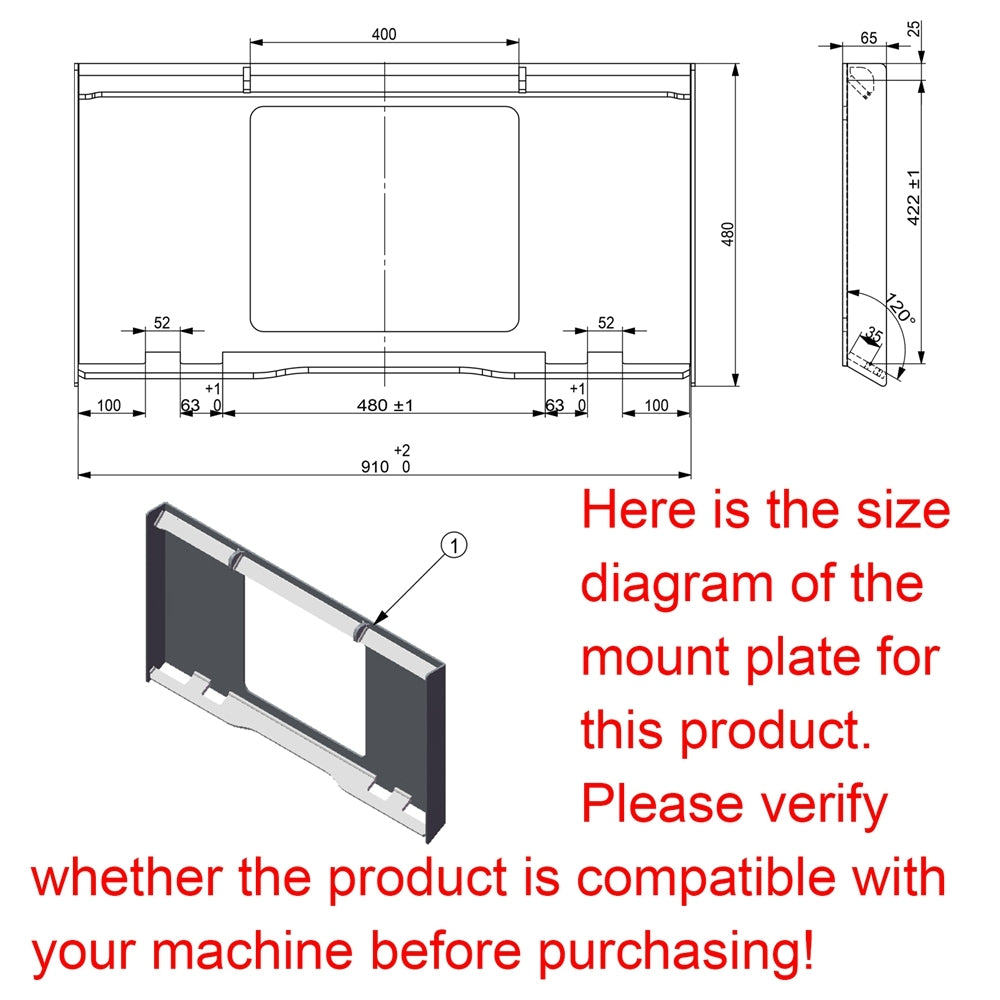 44" Small Skid Steer Land Plane Leveler Attachment Black Steel