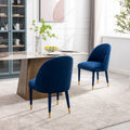 Coolmore Accent Chair ,Leisure Single Chair With Solid Wood Foot,2Pc Set Navy Velvet