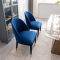 Coolmore Accent Chair ,Leisure Single Chair With Solid Wood Foot,2Pc Set Navy Velvet