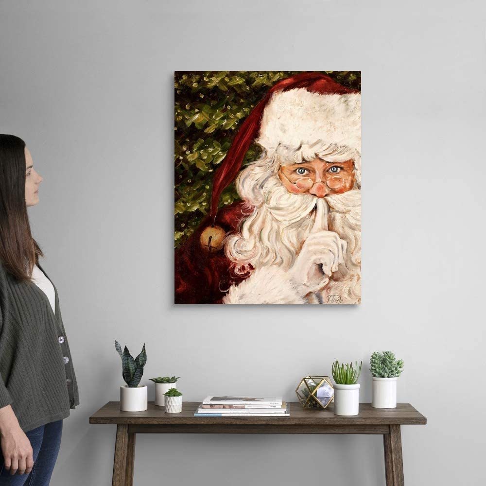 Framed Canvas Wall Art Decor Painting For Chrismas, Santa Claus Be Quiet Gift Painting For Chrismas Gift, Decoration For Chrismas Eve Office Living Room, Bedroom Decor 3624In Thickness 1.5Inch Rectangle Framed Multicolor Christmas Oversized 41In Canvas