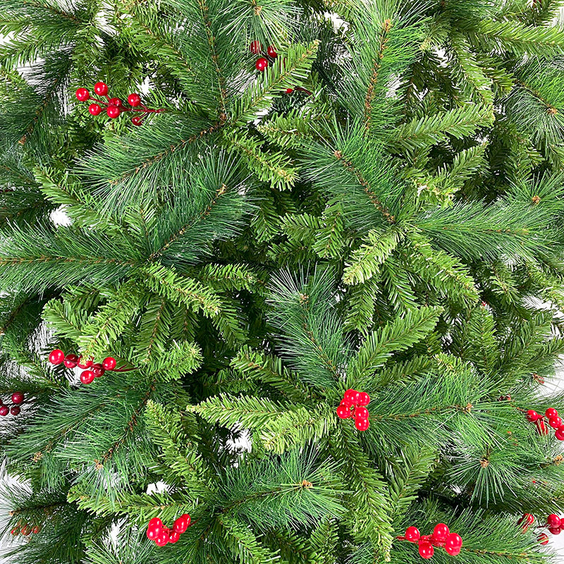 7.5 Ft Upside Down Christmas Tree With Artificial Berries And Santa'S Legs, Pvc Pine Needles, Artificial Holiday Christmas Pine Tree Green Pvc