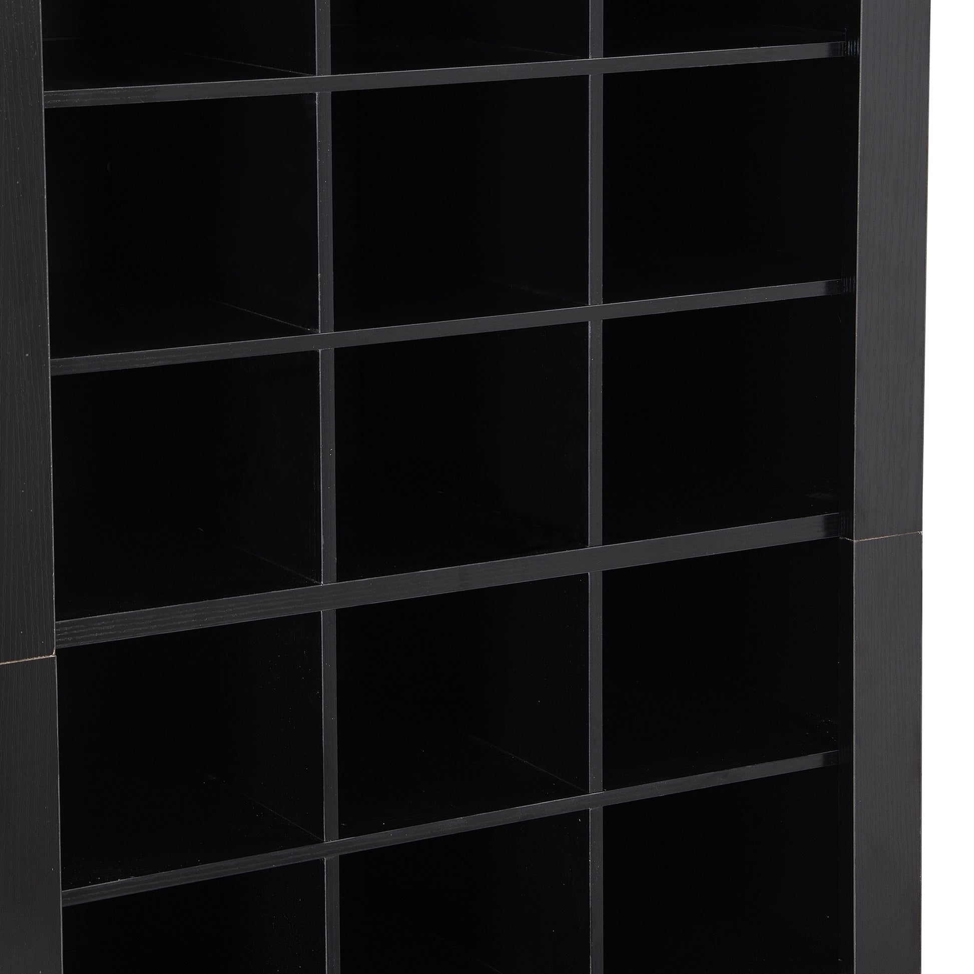 Stylish Design 30 Shoe Cubby Console, Contemporary Shoe Cabinet With Multiple Storage Capacity, Free Standing Tall Cabinet With Versatile Use For Hallway, Bedroom, Black Filing Cabinets Black Primary Living Space Particle Board