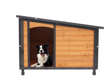 46"Dog House Outdoor & Indoor Wooden Dog Kennel For Winter With Raised Feet Weatherproof For Large Dogs Gold Red And Black Pvc Waterproof Roof L Gold Matte Black Dog Large 41 70 Lbs Solid Wood