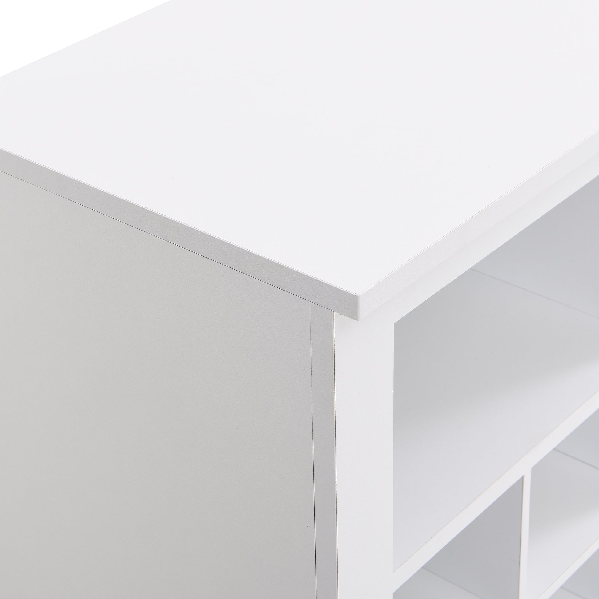 Sleek Design 24 Shoe Cubby Console, Modern Shoe Cabinet With Curved Base, Versatile Sideboard With High Quality For Hallway, Bedroom, Living Room, White Freestanding White Primary Living Space Particle Board