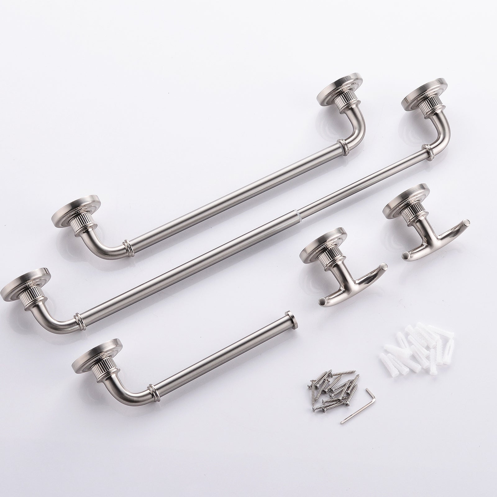 Bathroom Hardware Set Brushed Nickel 4 Pieces Bathroom Towel Rack 24 Inches Adjustable Bathroom Accessories Set Brushed Nickel Bathroom Antique,Classic,Industrial,Modern Stainless Steel