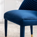 Coolmore Accent Chair ,Leisure Single Chair With Solid Wood Foot,2Pc Set Navy Velvet