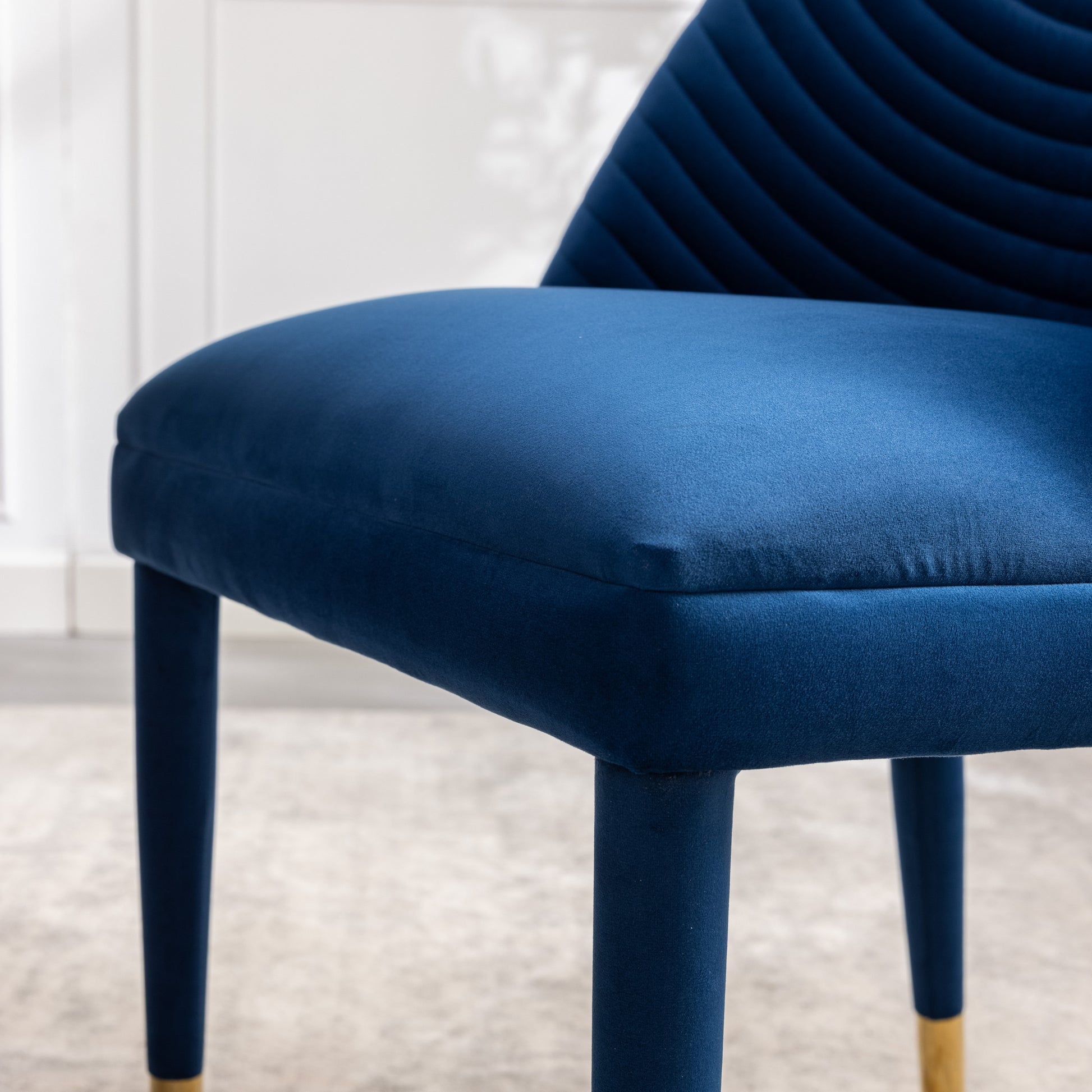 Coolmore Accent Chair ,Leisure Single Chair With Solid Wood Foot,2Pc Set Navy Velvet