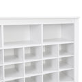 Sleek Design 24 Shoe Cubby Console, Modern Shoe Cabinet With Curved Base, Versatile Sideboard With High Quality For Hallway, Bedroom, Living Room, White Freestanding White Primary Living Space Particle Board