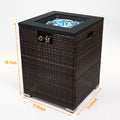 Wicker Fire Pit Column With Glass Wind Guard Dark Brown Wicker