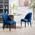 Coolmore Accent Chair ,Leisure Single Chair With Solid Wood Foot,2Pc Set Navy Velvet