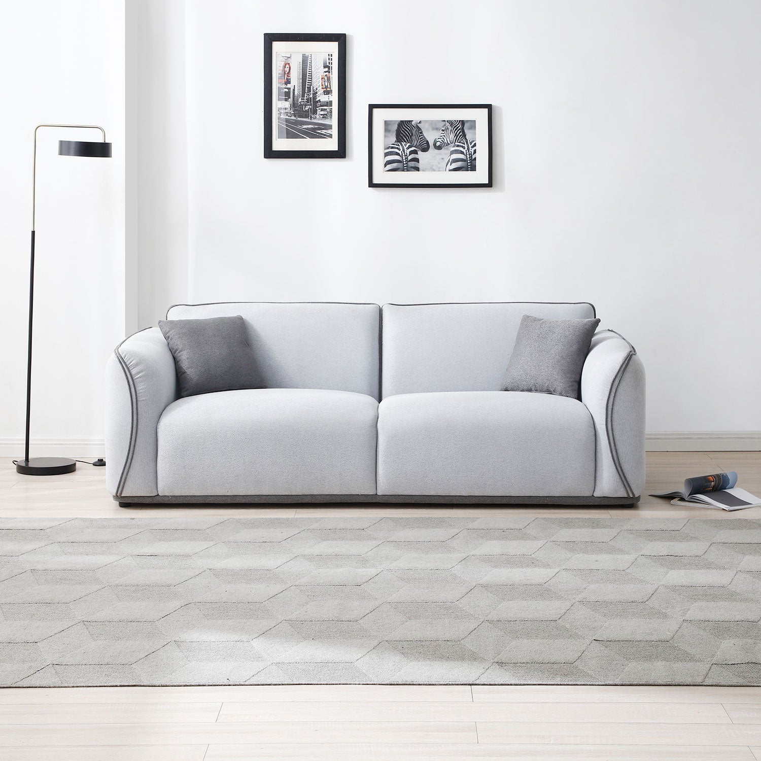 Grey Couch Upholstered Sofa, Modern Sofa For Living Room, Couch For Small Spaces. Grey Fabric