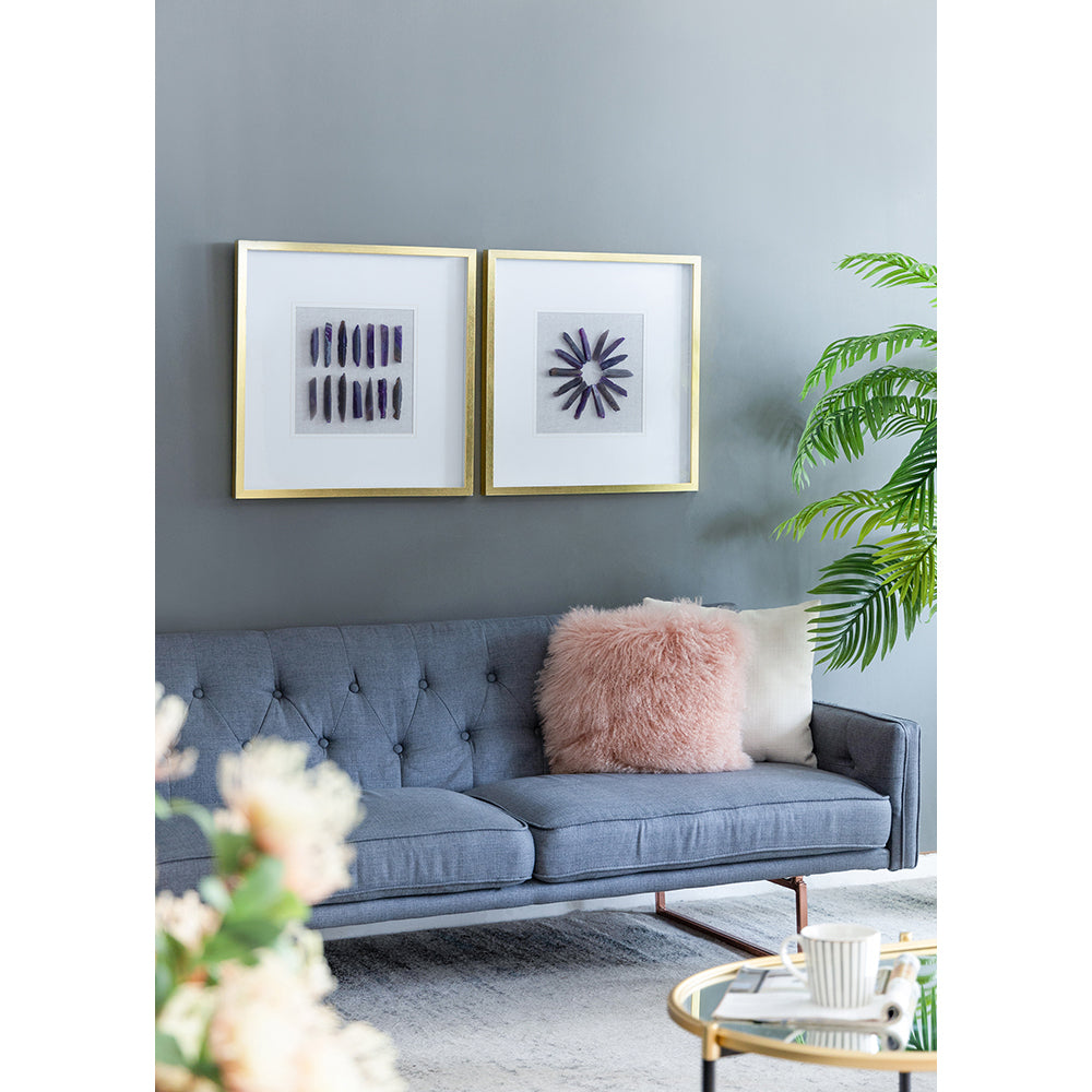 23.5 X 23.5" Grace Purple Agate Shadow Boxes Wall Art, Set Of 2 Multicolor Plastic