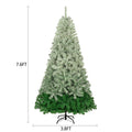 7.6 Ft Classic Pine Tree Christmas Tree, Gradient Tree Design, Artificial Pvc Tips And Sturdy Iron Frame, 300 Cool White Led Lights Green Pvc