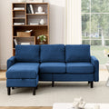 Upholstered Sectional Sofa Couch, L Shaped Couch With Storage Reversible Ottoman Bench 3 Seater For Living Room, Apartment, Compact Spaces, Fabric Navy Blue Navy Blue Wood Primary Living Space Soft Pillow Back Modern Square Arms Foam Solid Wood 4 Seat