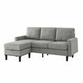 Upholstered Sectional Sofa Couch, L Shaped Couch With Storage Reversible Ottoman Bench 3 Seater For Living Room, Apartment, Compact Spaces, Fabric Light Gray Light Gray Wood Primary Living Space Soft Pillow Back Modern Square Arms Foam Solid Wood 4 Seat