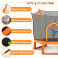 6Ft Toddlers Trampoline With Safety Enclosure Net And Ocean Balls, Fully Protected Indoor Trampoline And Ball Pit Balls For Kids, Easy Assembly Lotus Shape For Spaciousness Orange Metal