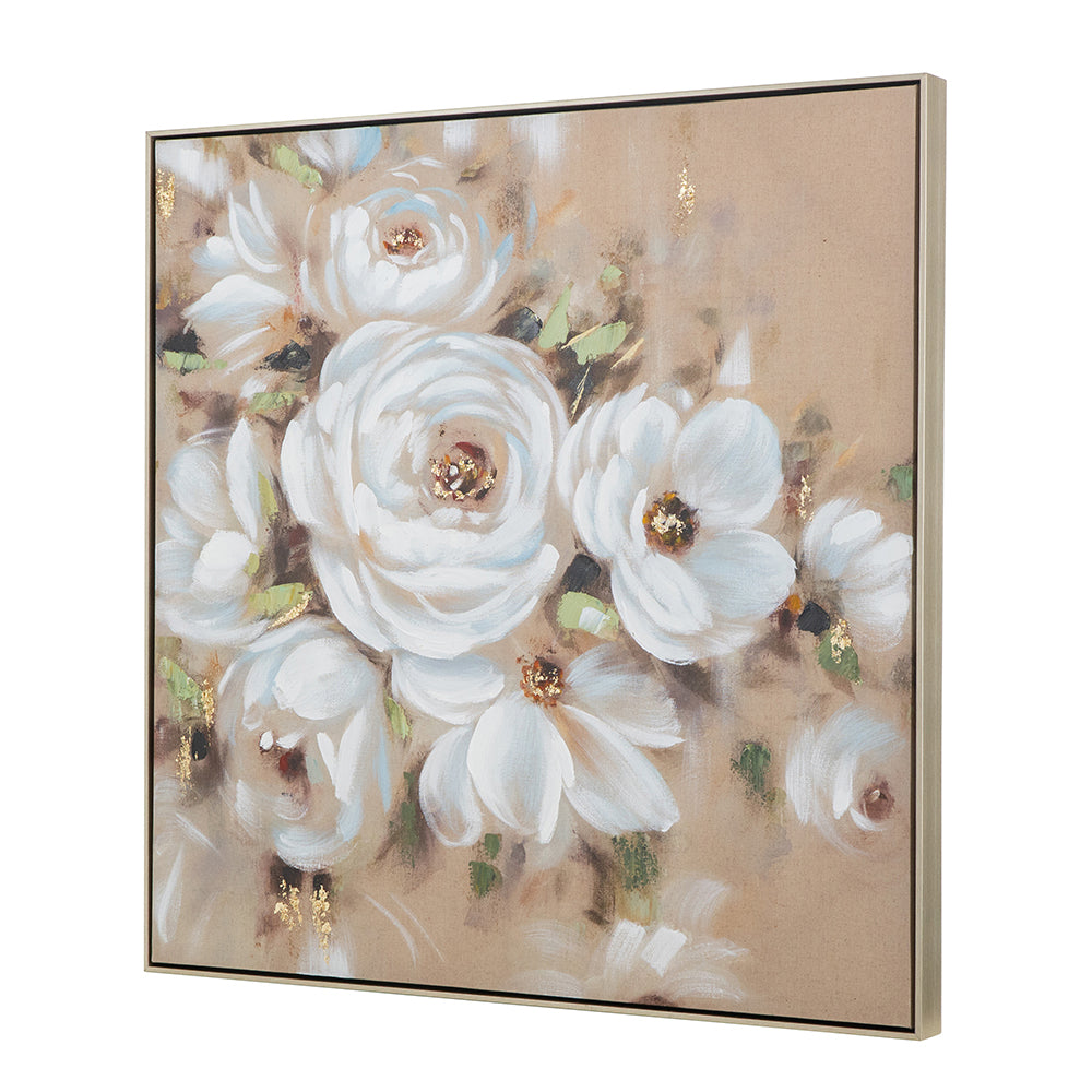 36" X 36" Square Framed Wall Art Flower Canvas Print, Home Decor For Living Room Kitchen Foyer Office Multicolor Canvas