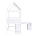 Twin Size House Loft Bed With Storage Desk And 3 Drawer Chest, White Box Spring Not Required Twin White Wood Bedroom Solid Wood Mdf