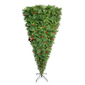 7.5 Ft Upside Down Christmas Tree With Artificial Berries And Santa'S Legs, Pvc Pine Needles, Artificial Holiday Christmas Pine Tree Green Pvc