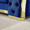 Velvet Stainless Steel Frame Surround Upholstered Armchair Blue Velvet