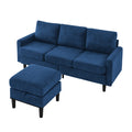 Upholstered Sectional Sofa Couch, L Shaped Couch With Storage Reversible Ottoman Bench 3 Seater For Living Room, Apartment, Compact Spaces, Fabric Navy Blue Navy Blue Wood Primary Living Space Soft Pillow Back Modern Square Arms Foam Solid Wood 4 Seat