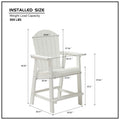 Hips Bar Chair With Armrest,Patio Bar Chair Set Of 2, White Matte White Hdpe