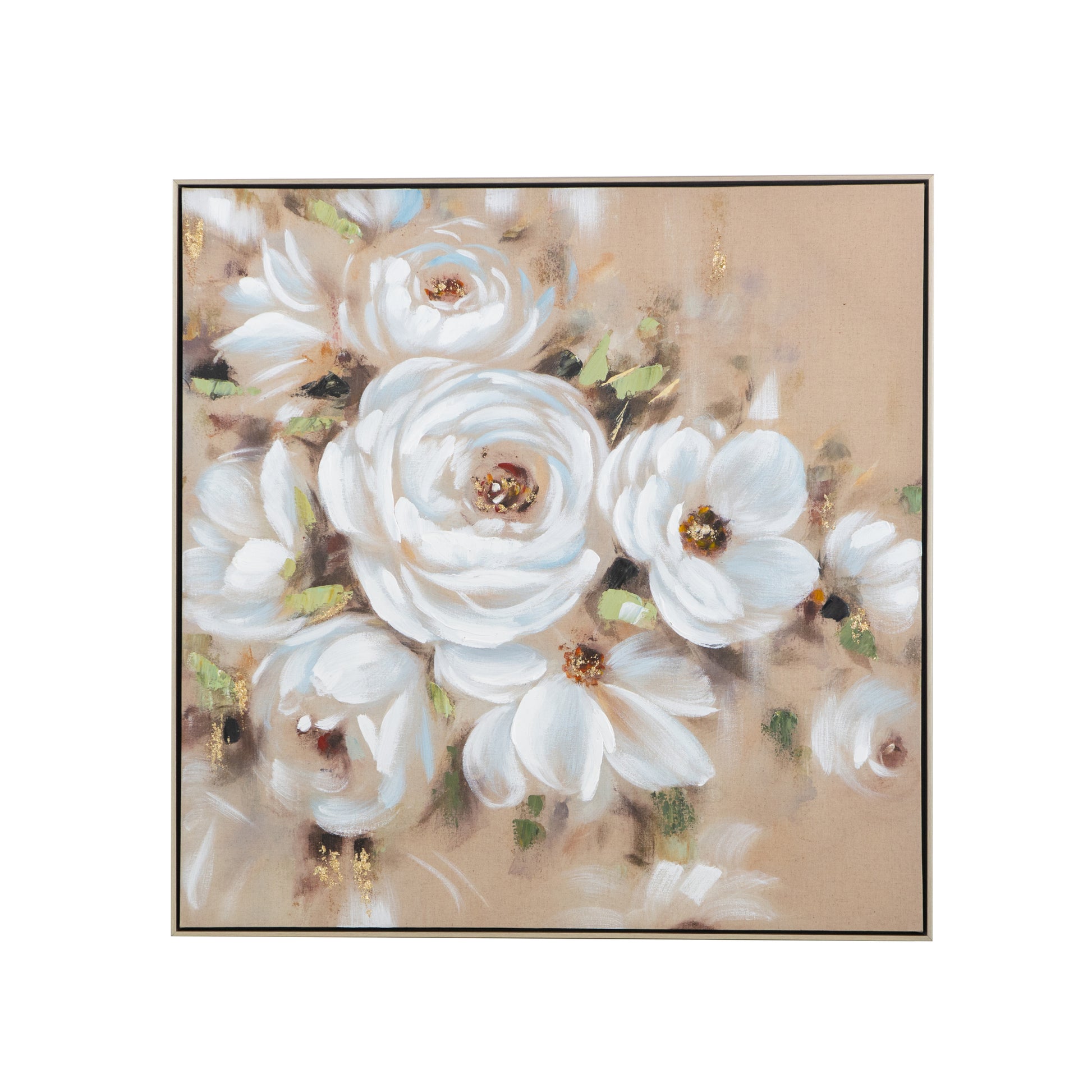 36" X 36" Square Framed Wall Art Flower Canvas Print, Home Decor For Living Room Kitchen Foyer Office Multicolor Canvas