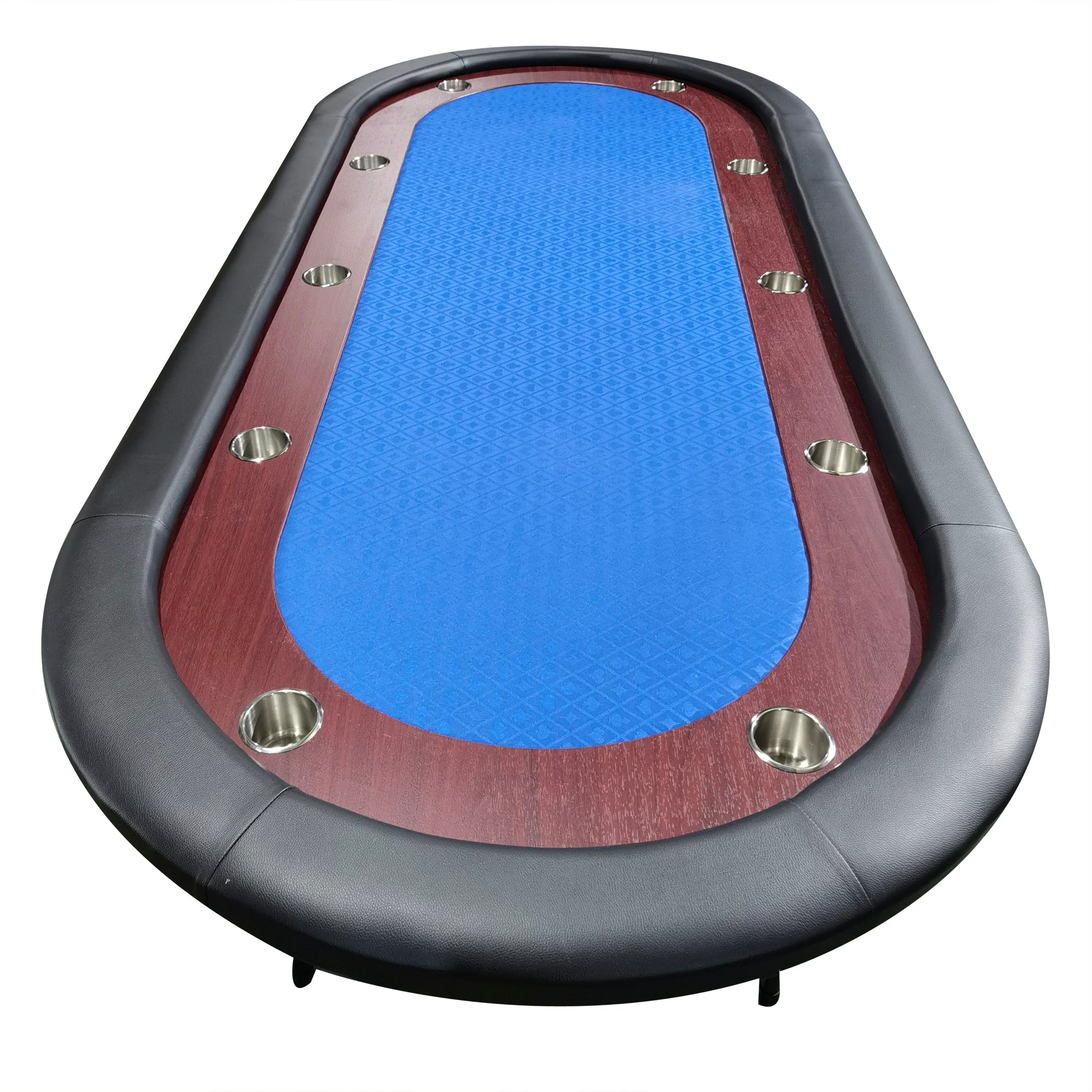 96" Light Series Folding Wooden Racetrack Blue Felt Foldable Poker Table Blue Modern Metal & Wood