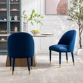 Coolmore Accent Chair ,Leisure Single Chair With Solid Wood Foot,2Pc Set Navy Velvet