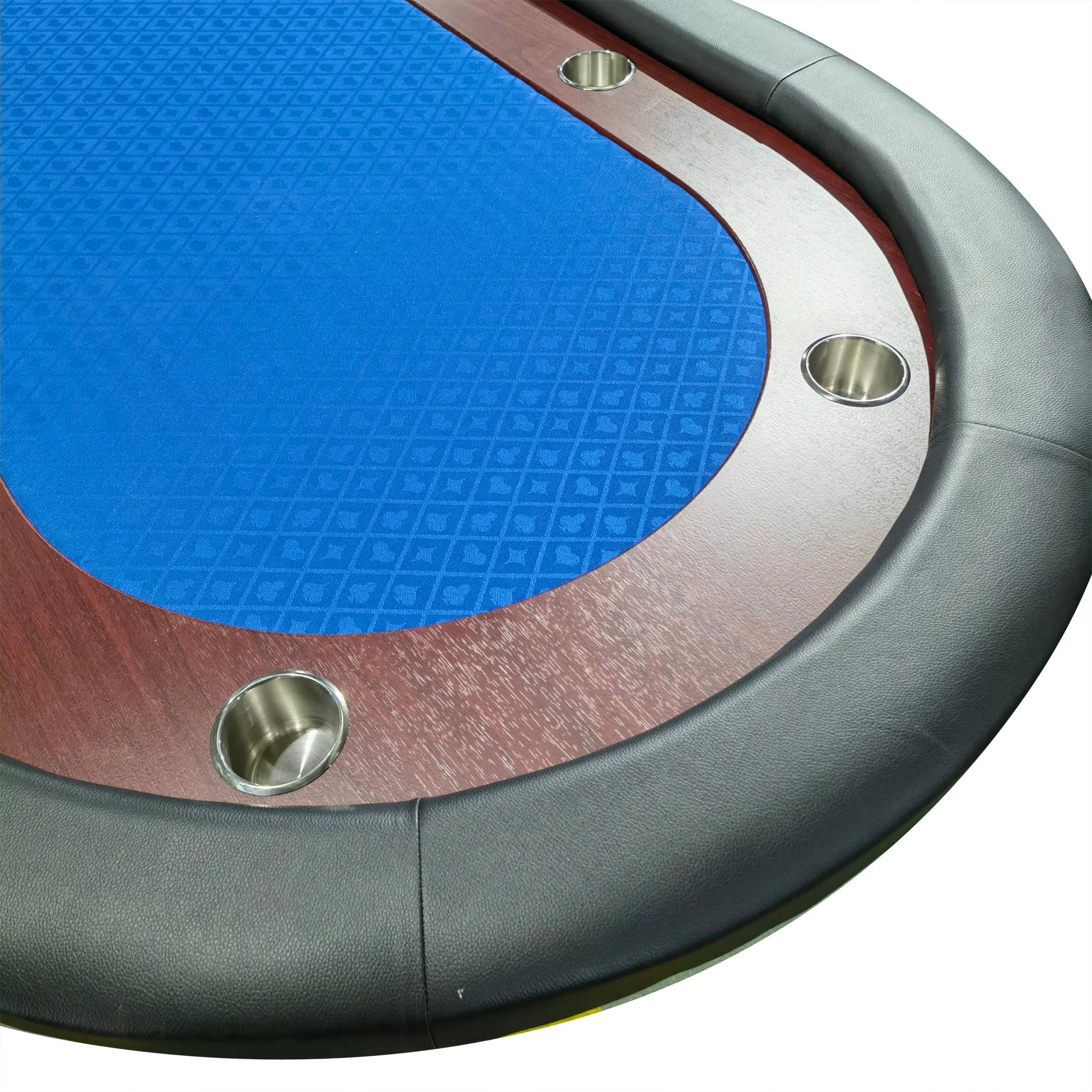 96" Light Series Folding Wooden Racetrack Blue Felt Foldable Poker Table Blue Modern Metal & Wood