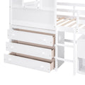 Twin Size House Loft Bed With Storage Desk And 3 Drawer Chest, White Box Spring Not Required Twin White Wood Bedroom Solid Wood Mdf