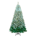 7.6 Ft Classic Pine Tree Christmas Tree, Gradient Tree Design, Artificial Pvc Tips And Sturdy Iron Frame, 300 Cool White Led Lights Green Pvc