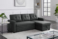 Upholstered Pull Out Sectional Sofa With Chaise Dark Gray Foam Linen