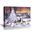 Framed Canvas Wall Art Decor Painting For Chrismas, Cute Animals With Chrismas Tree Gift Painting For Chrismas Gift, Decoration For Chrismas Eve Office Living Room, Bedroom Decor 4028In Thickness 1.5I Rectangle Framed Multicolor Christmas Oversized 41In