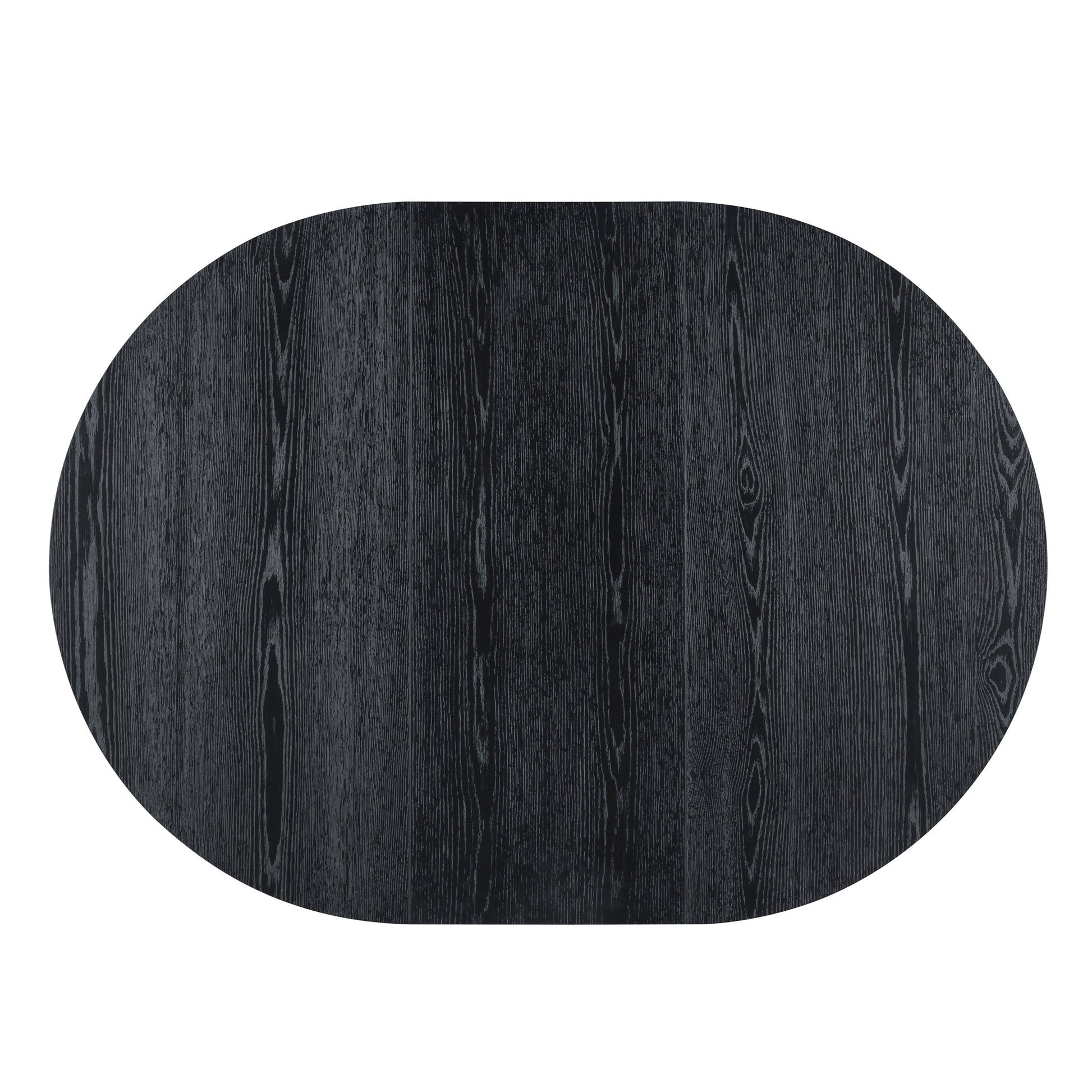 Retro 5 Piece Dining Set Extendable Round Table And 4 Chairs For Kitchen Dining Room Black Oak Black Mdf